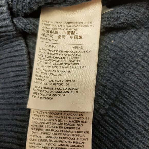 Levi's Men's 100% Cotton Blue Crew Neck Waffle Knit Pullover Sweatshirt Size M - Picture 8 of 9